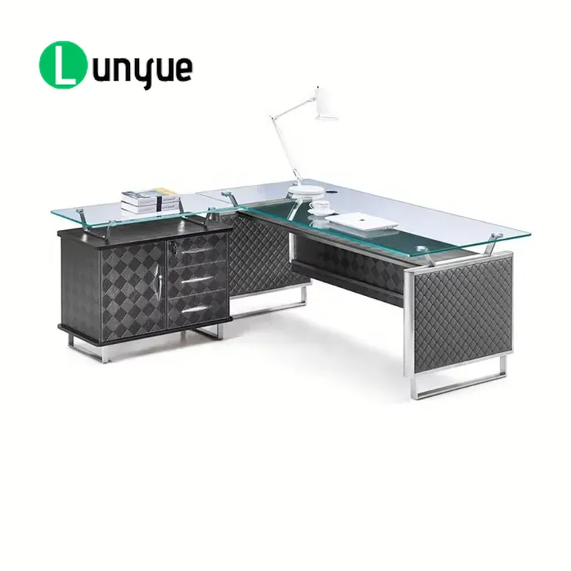 Office Tech Furniture - Nowoczesne szklane biurko wykonawcze, stanowisko pracy
