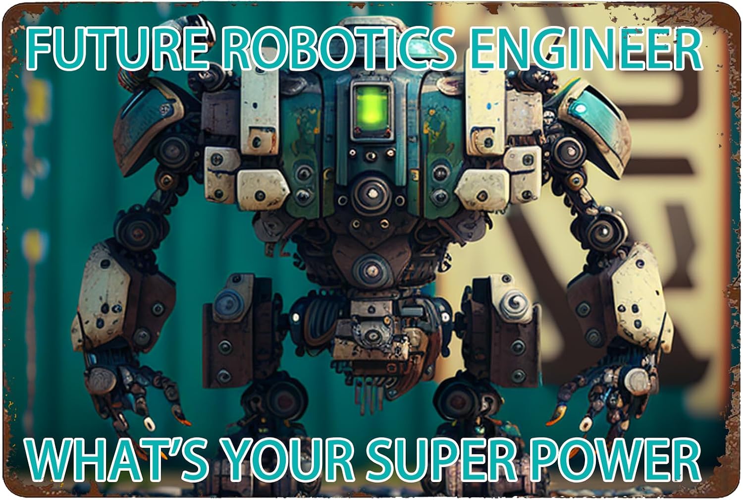 Tech Office Engineer - Metalowy Znak „Inżynier Robotyki” 8x12 cali